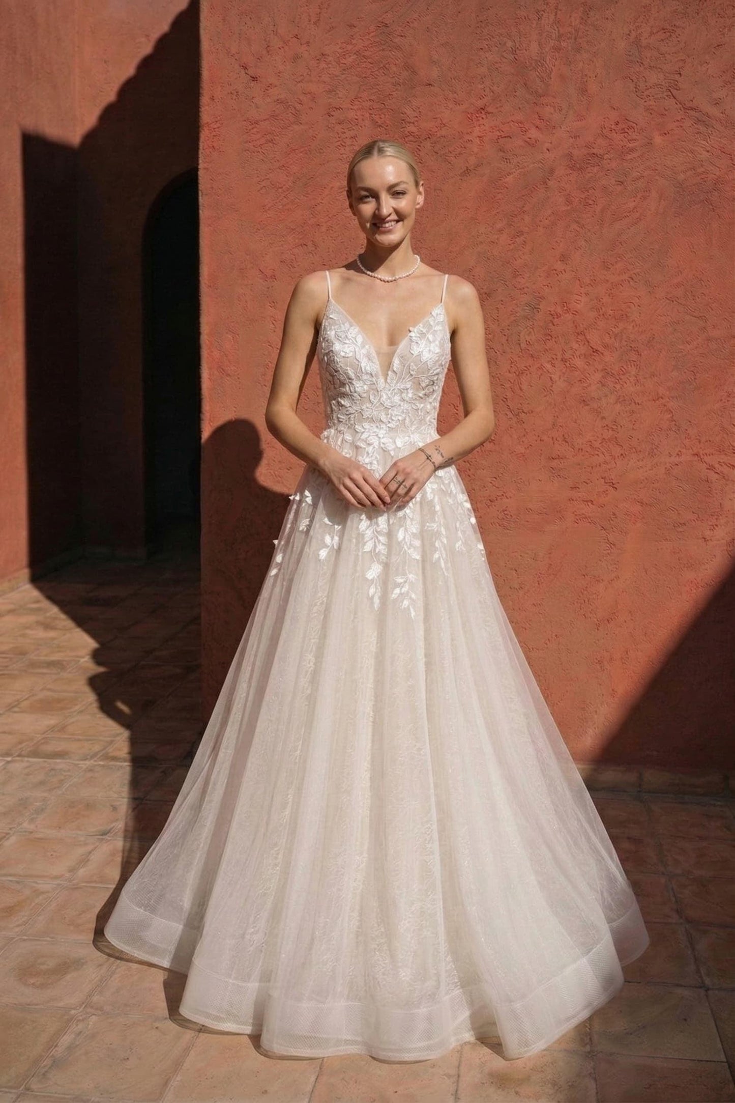 A-Line Floor Length Lace Tulle Wedding Dress CW3119 - 20 Days / As Picture:Ivory/Champagne / US0-UK2-EUR30 - COCOMELODY