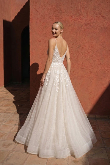 A-Line Floor Length Lace Tulle Wedding Dress CW3119 - 20 Days / As Picture:Ivory/Champagne / US0-UK2-EUR30 - COCOMELODY