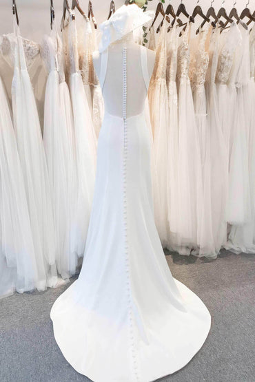 Mermaid Sweep-Brush Train Stretch Satin Wedding Dress CW3122 - COCOMELODY