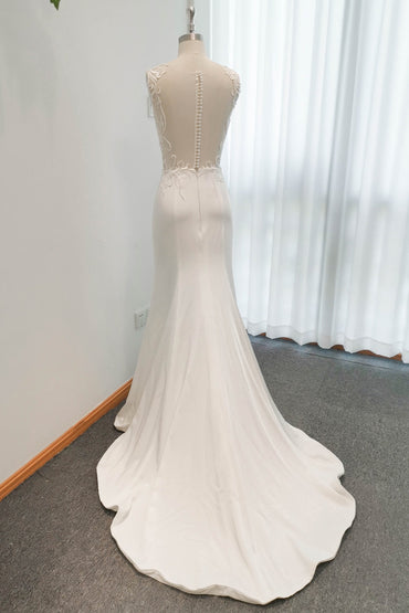 Mermaid Sweep-Brush Stretch Satin Wedding Dress CW3123