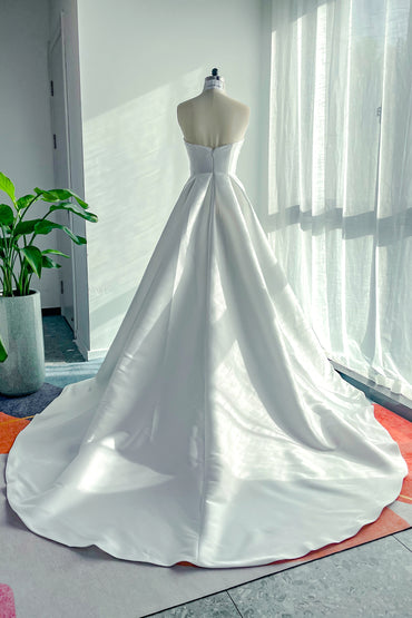 A-Line Court Train Mikado Wedding Dress CW3124