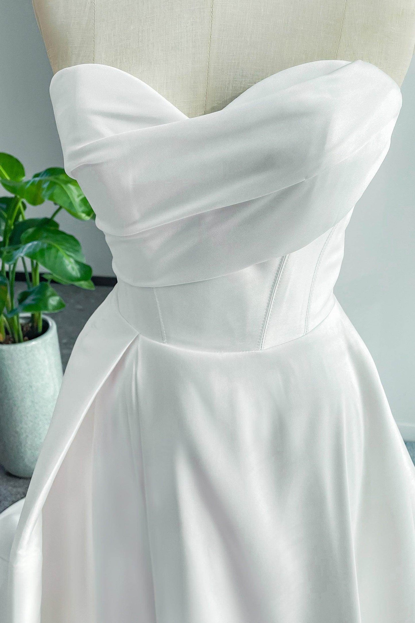A-Line Court Train Mikado Wedding Dress CW3124 - COCOMELODY