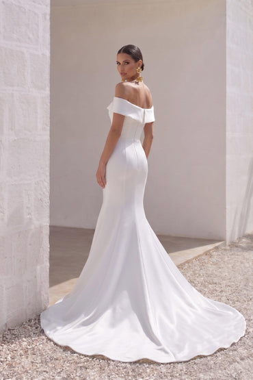 Trumpet-Mermaid Court Train Mikado Wedding Dress CW3125 - 35 Days / Ivory / US0-UK2-EUR30 - COCOMELODY