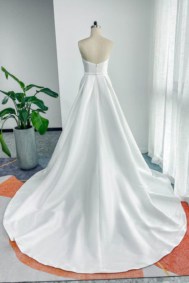 A-Line Court Train Mikado Wedding Dress CW3126 - COCOMELODY