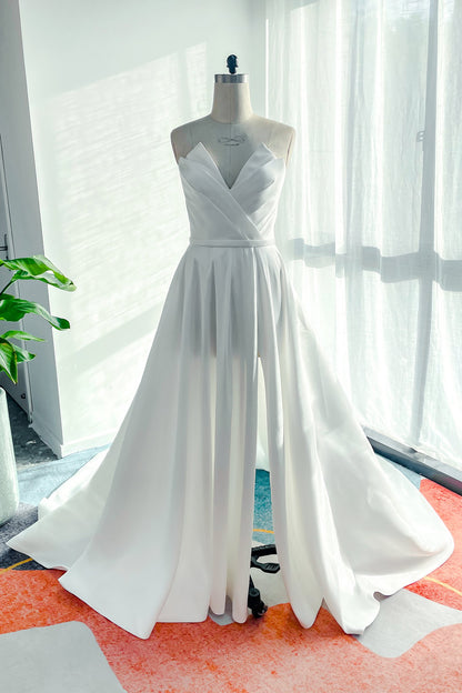 A-Line Court Train Mikado Wedding Dress CW3126