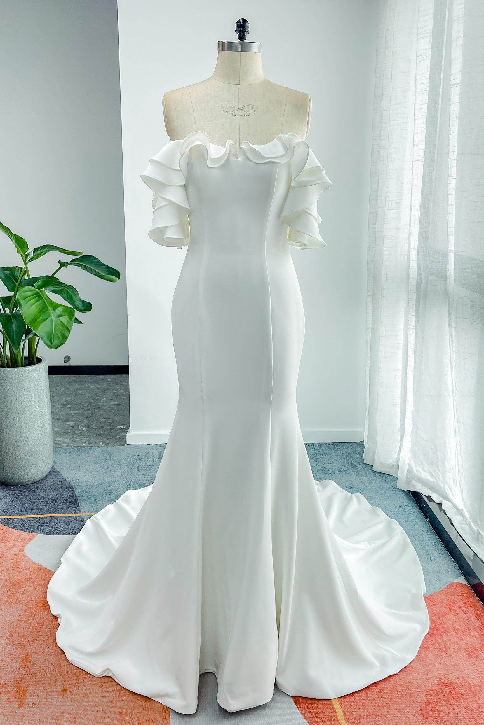 MermaidCourt Train Stretch Satin Mermaid Wedding Dress COCOMELODY CW3130, 35 Days / Ivory / Custom Size MermaidCourt Train Stretch Satin Mermaid Wedding Dress COCOMELODY CW3130, 35 Days / Ivory / Custom Size