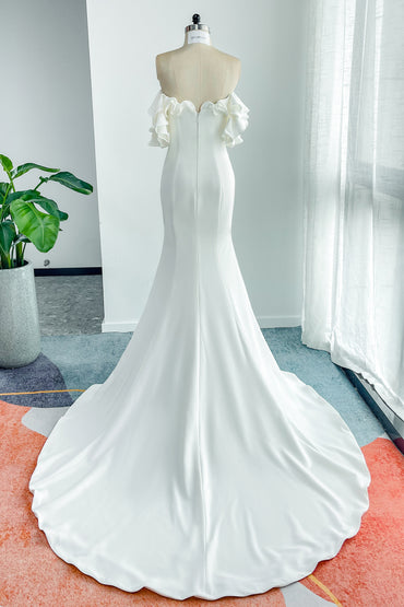 Trumpet-Mermaid Court Train Stretch Satin Wedding Dress CW3130