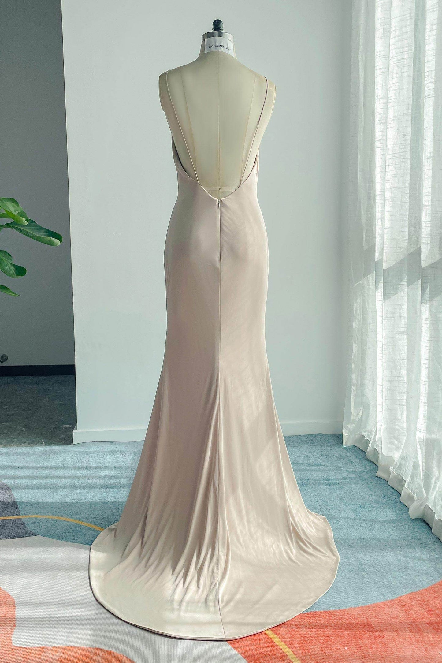 Trumpet-Mermaid Chapel Train Lace Tulle Wedding Dress CW3146 - COCOMELODY