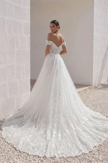 Trumpet-Mermaid Chapel Train Lace Tulle Wedding Dress CW3149 - 45 Days / Ivory / US0-UK2-EUR30 - COCOMELODY
