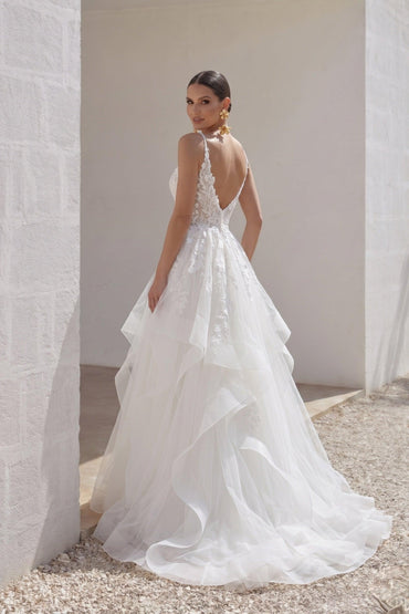 A-Line Court Train Lace Tulle Wedding Dress CW3154 - 45 Days / As Picture:Ivory/Nude / US0-UK2-EUR30 - COCOMELODY