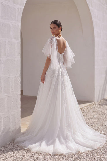 A-Line Court Train Lace Tulle Wedding Dress CW3160 - 45 Days / As Picture:Ivory/Nude / US0-UK2-EUR30 - COCOMELODY
