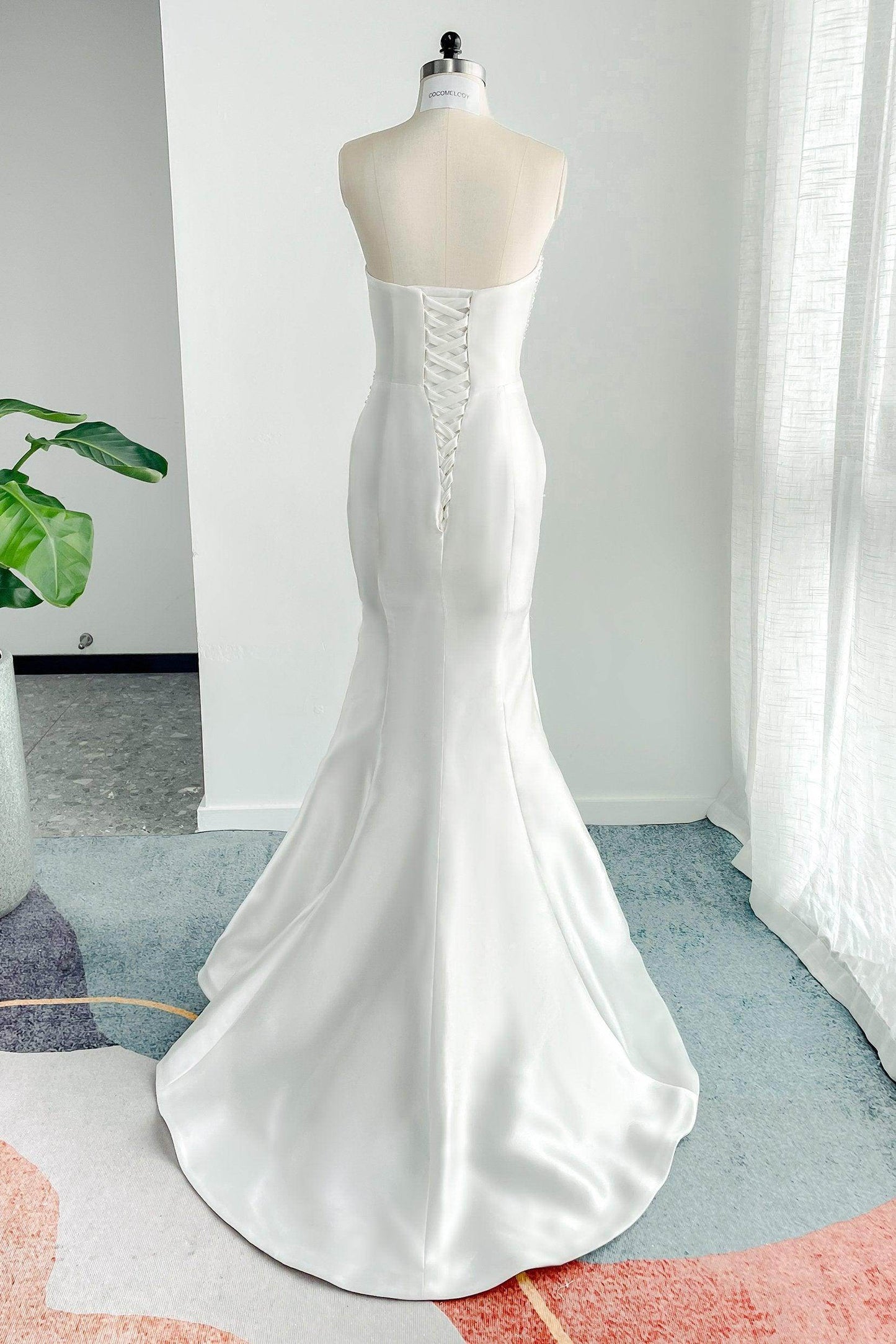 A-Line Court Train Mikado Wedding Dress CW3164 - COCOMELODY
