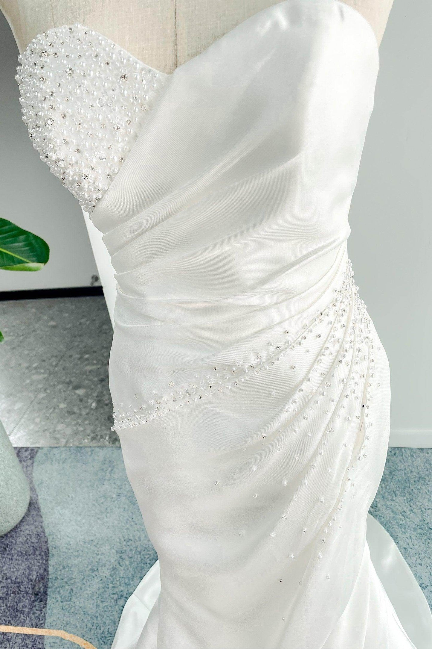A-Line Court Train Mikado Wedding Dress CW3164 - COCOMELODY