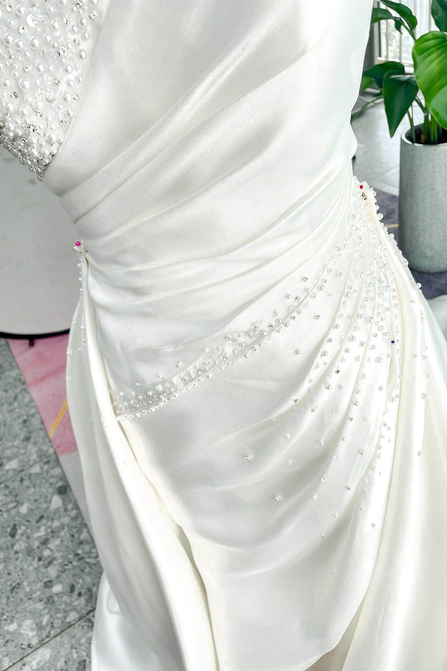 A-Line Court Train Mikado Wedding Dress CW3164 - COCOMELODY