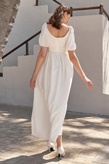 A-Line Ankle Length Silk Blend Wedding Dress CW3175