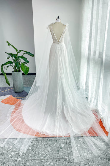 A-Line Court Train Lace Tulle Wedding Dress CW3202