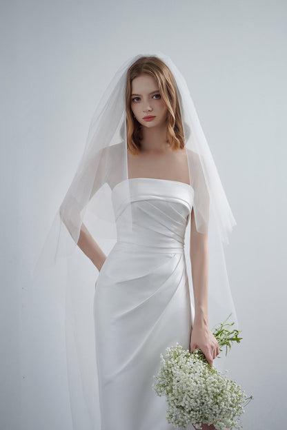 Sheath-Column Ankle Length Satin Wedding Dress CW3209