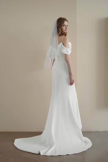Sheath Sweep-Brush Train Elastic Cloth Wedding Dress CW3215 - COCOMELODY