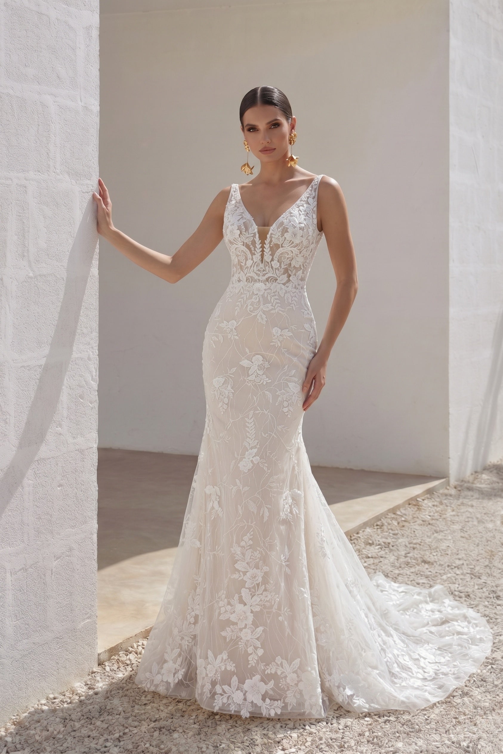 french lace mermaid wedding dress Silk Crepe, Lace