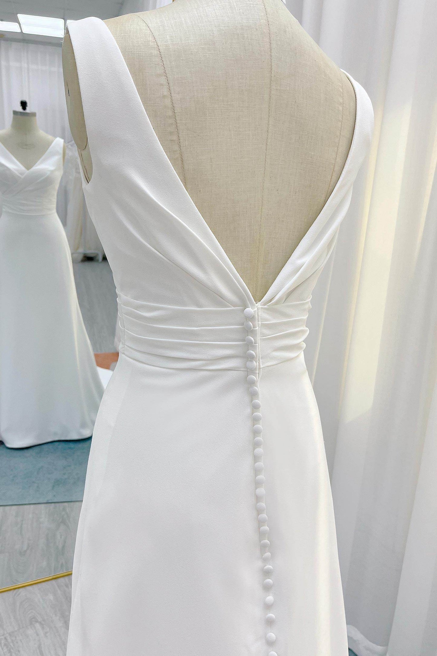 A-Line Court Train Crepe Wedding Dress CW3231 - COCOMELODY