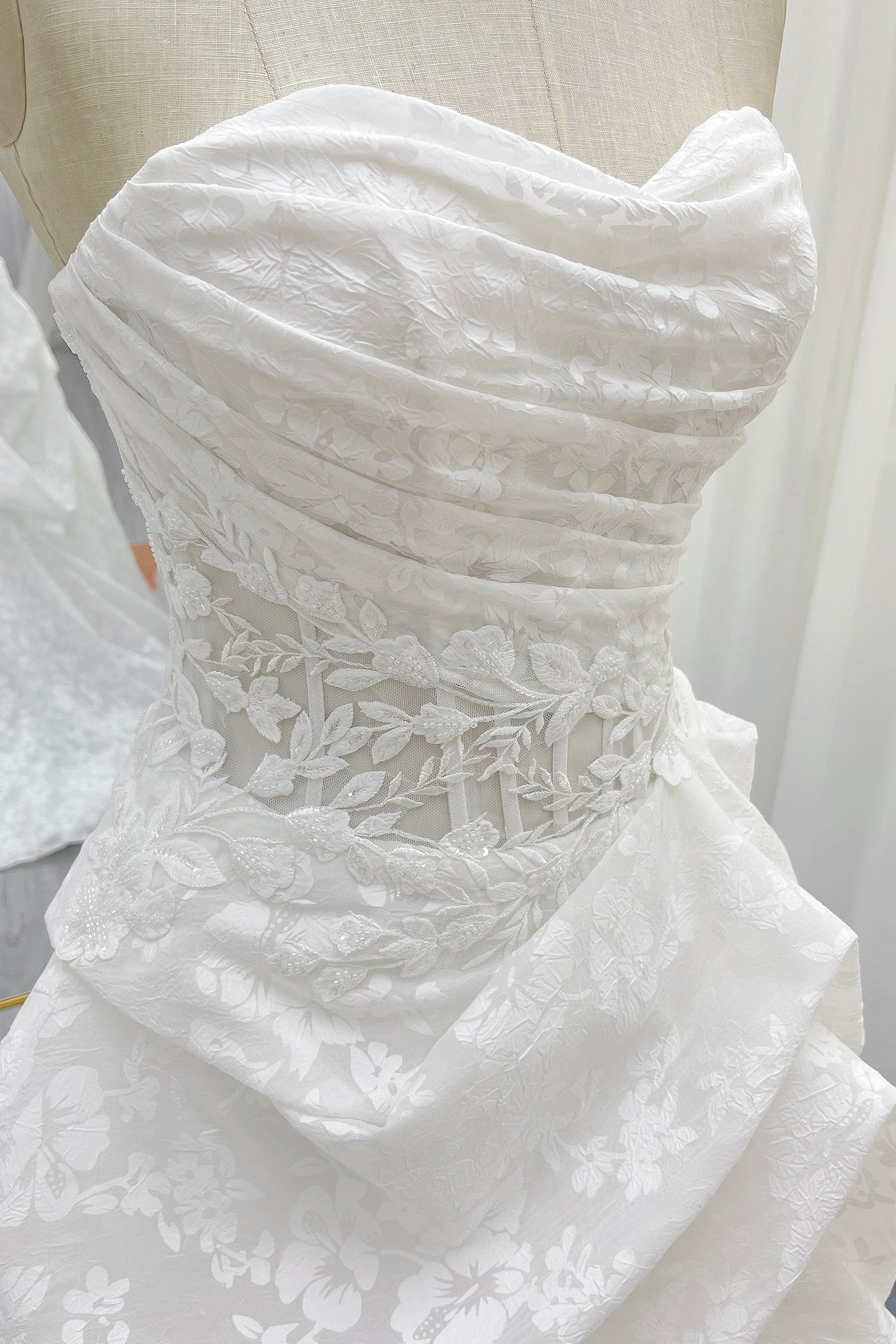 A-Line Court Train Printed Gauze Wedding Dress CW3235