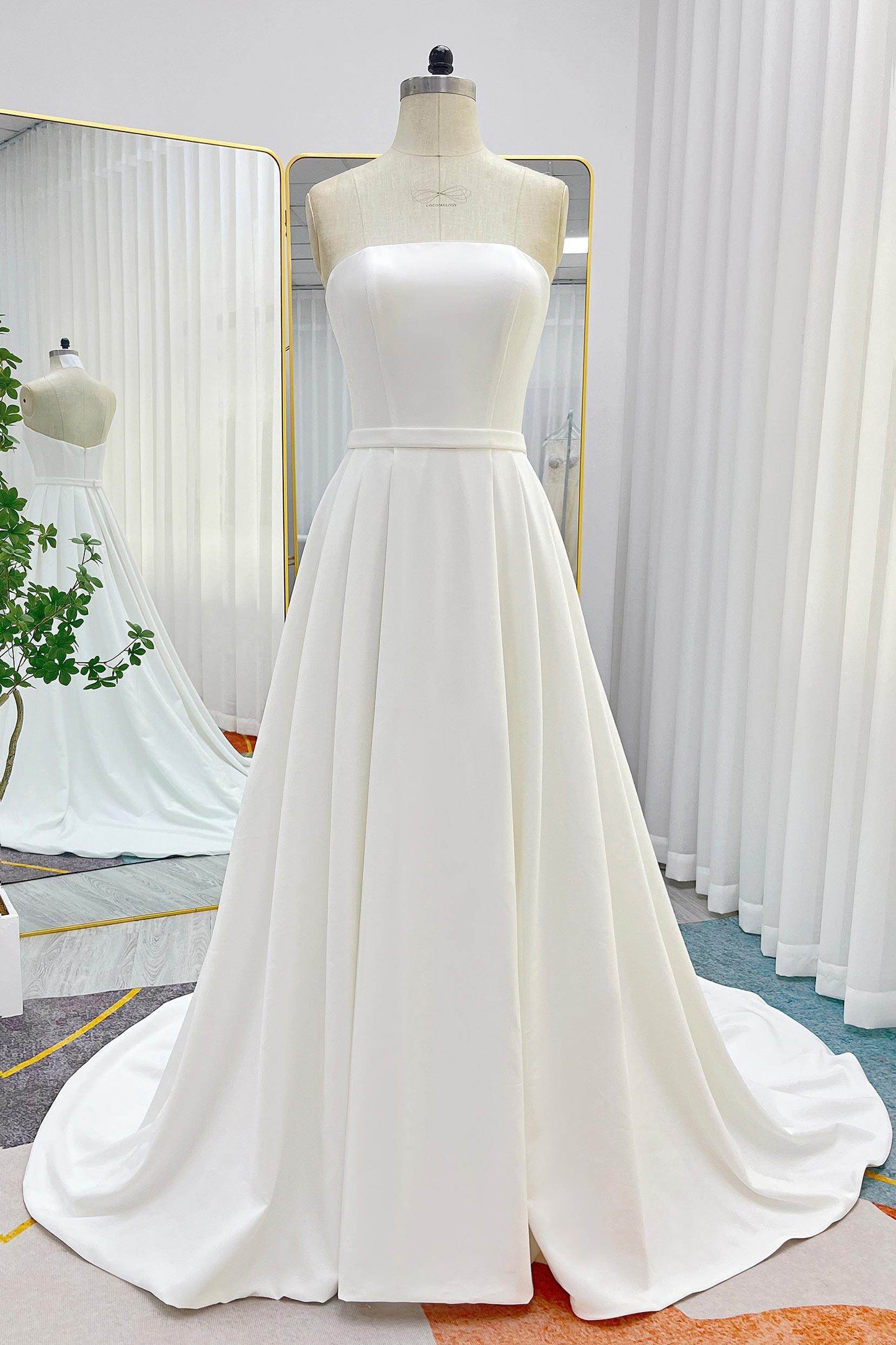 A-Line Court Train Elastic Cloth Wedding Dress CW3247