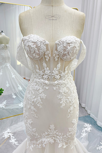 Trumpet-Mermaid Chapel Train Lace Wedding Dress CW3255