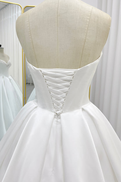 Ball Gown Chapel Train Satin Wedding Dress CW3272