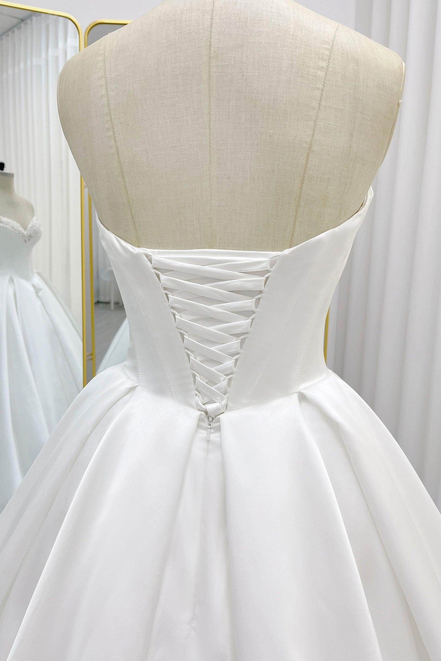 Ball Gown Chapel Train Satin Wedding Dress CW3272CR - COCOMELODY