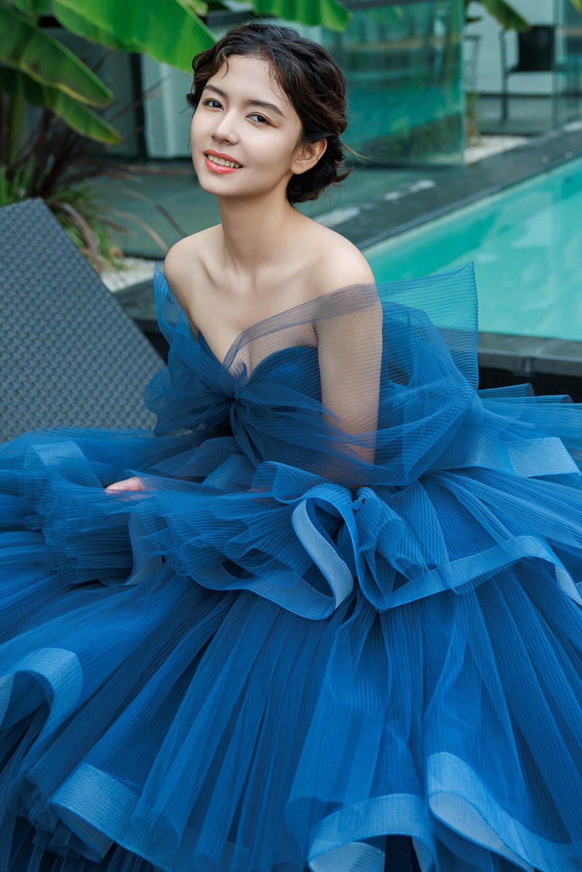 Ball Gown Court Train Tulle Wedding Dress CW3298 - 45 Days / Pink / US0-UK2-EUR30 - COCOMELODY