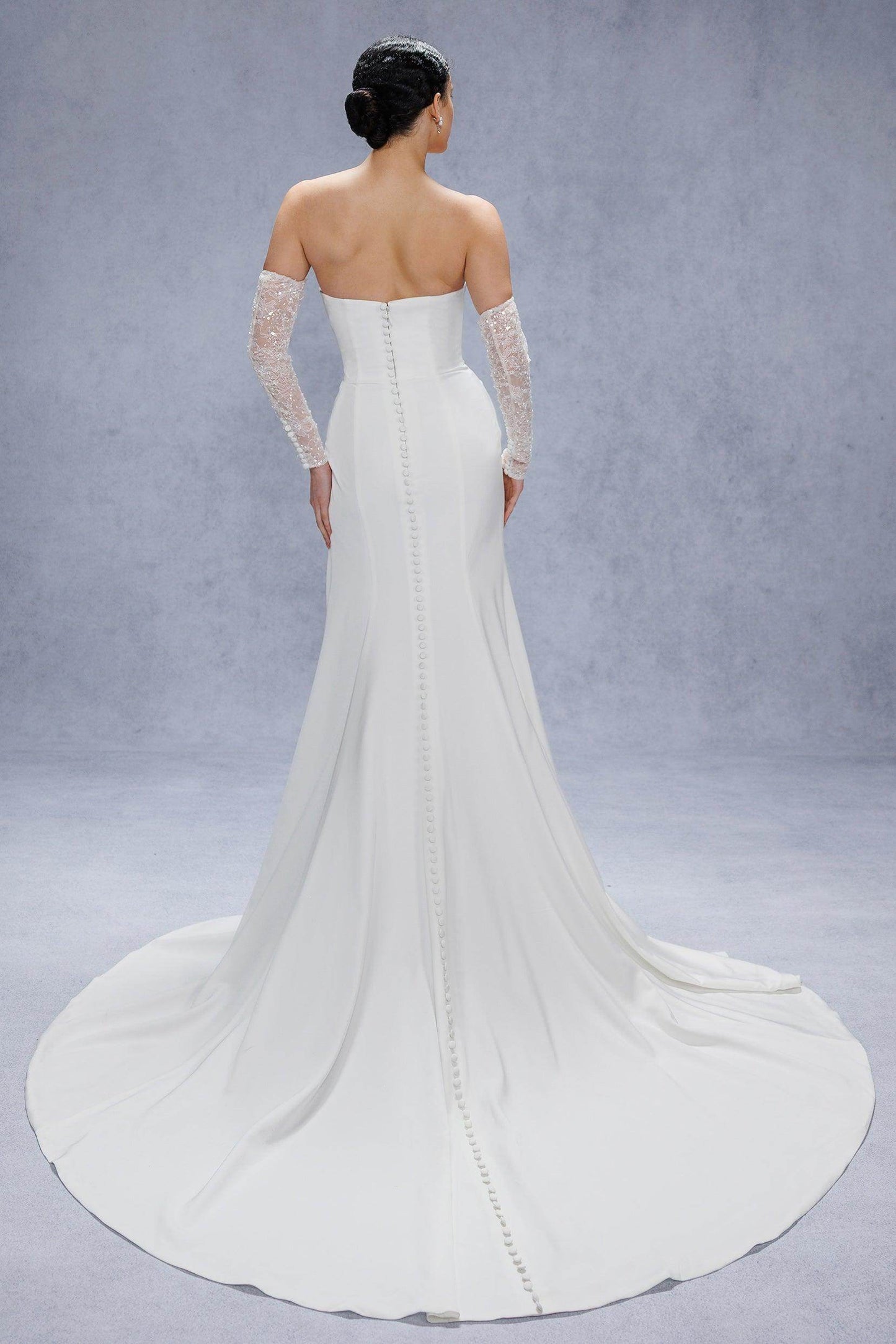 Trumpet-Mermaid Court Train Satin Wedding Dress CW3328 - COCOMELODY