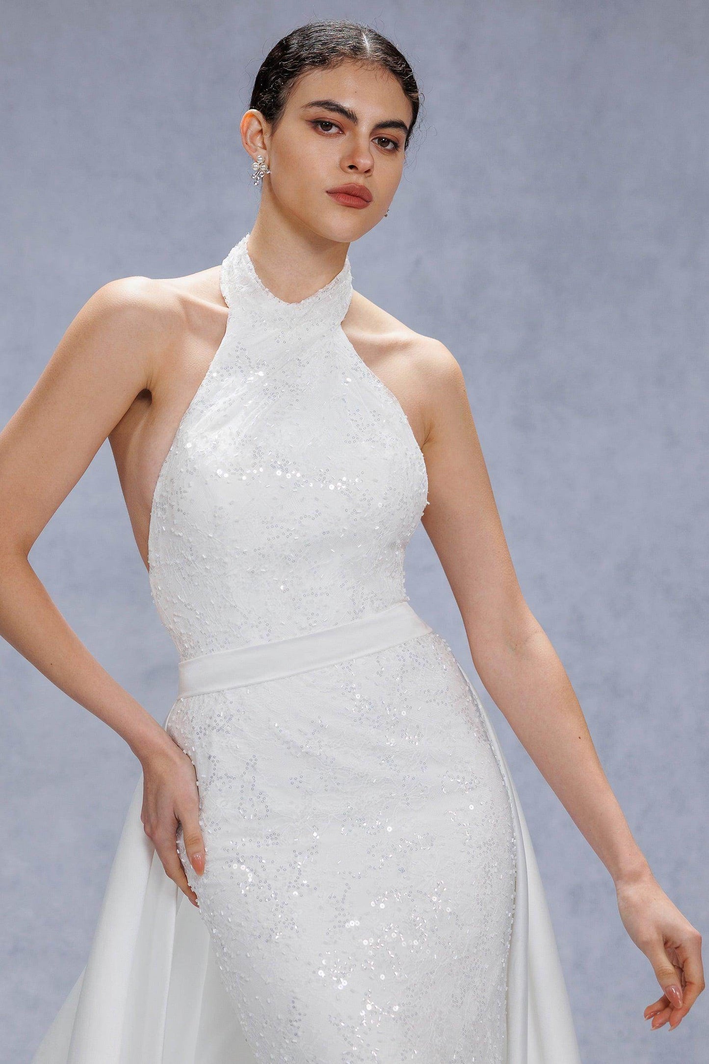 Trumpet-Mermaid Court Train Satin Wedding Dress CW3331 - COCOMELODY