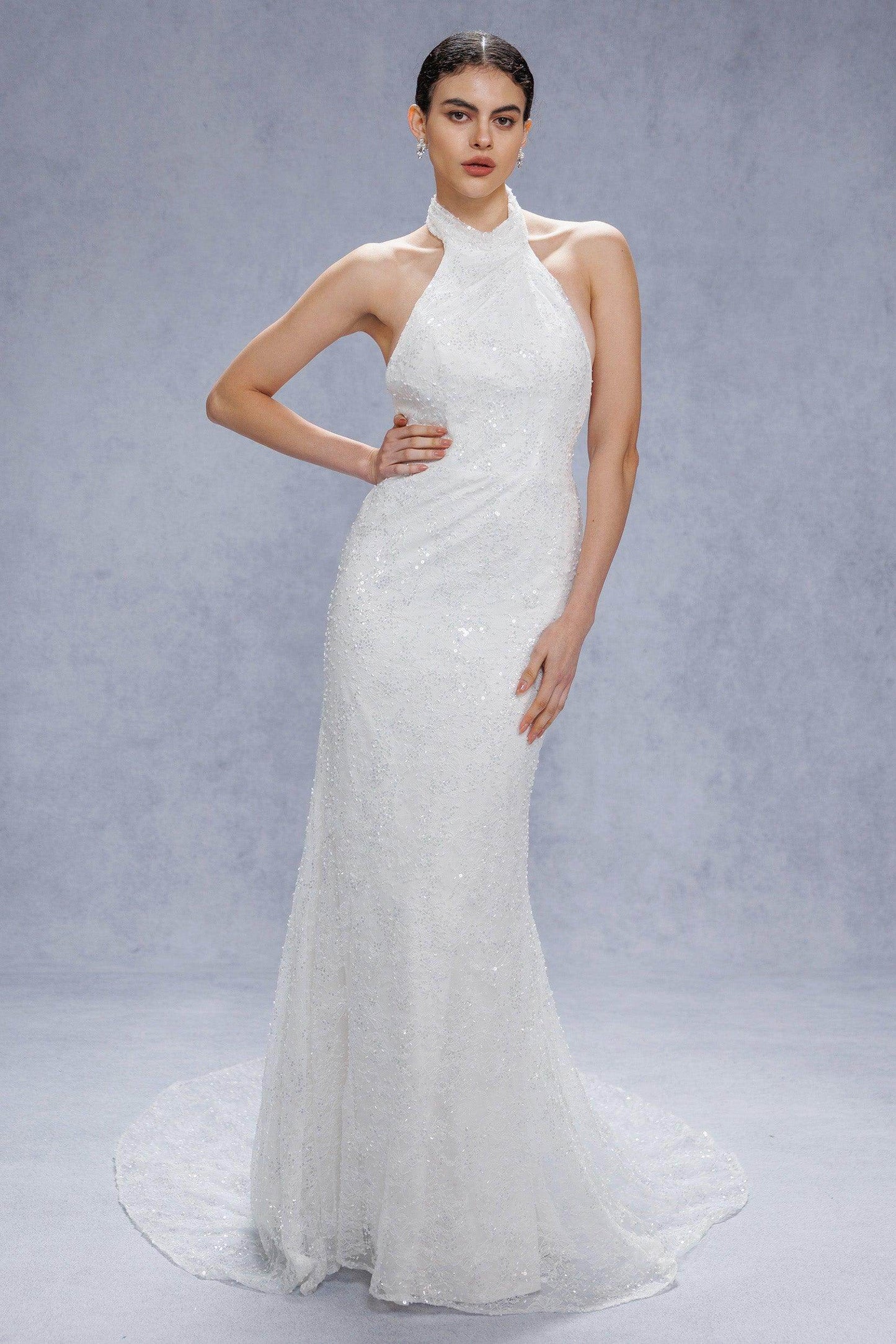 Trumpet-Mermaid Court Train Satin Wedding Dress CW3331 - COCOMELODY