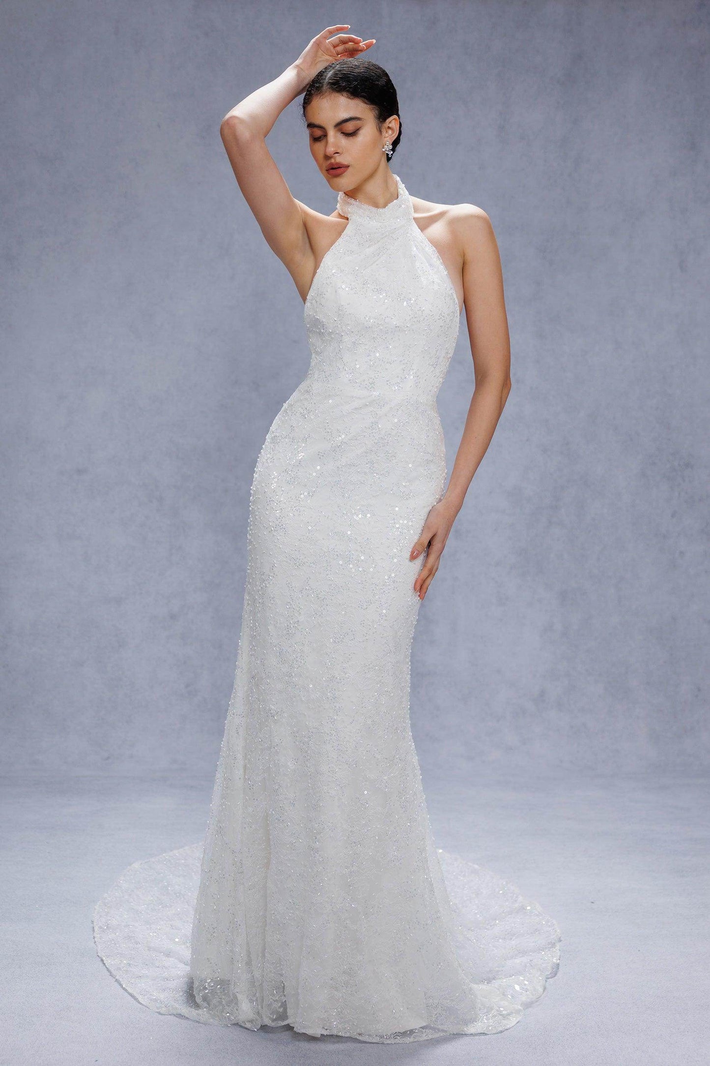 Trumpet-Mermaid Court Train Satin Wedding Dress CW3331 - COCOMELODY