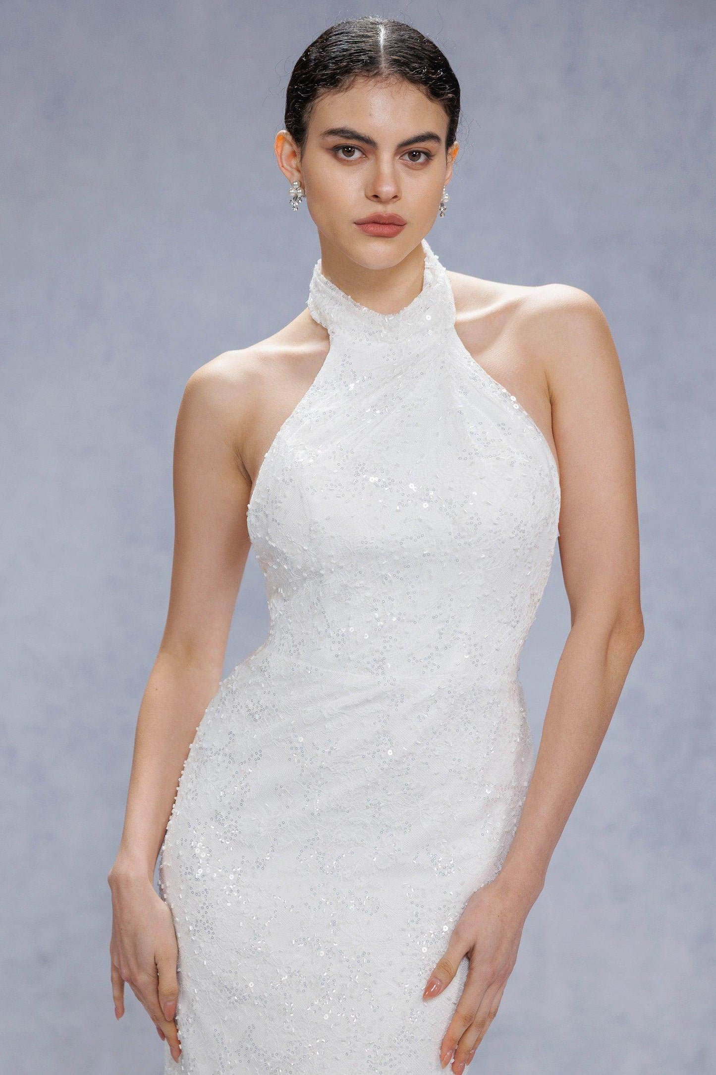 Trumpet-Mermaid Court Train Satin Wedding Dress CW3331 - COCOMELODY