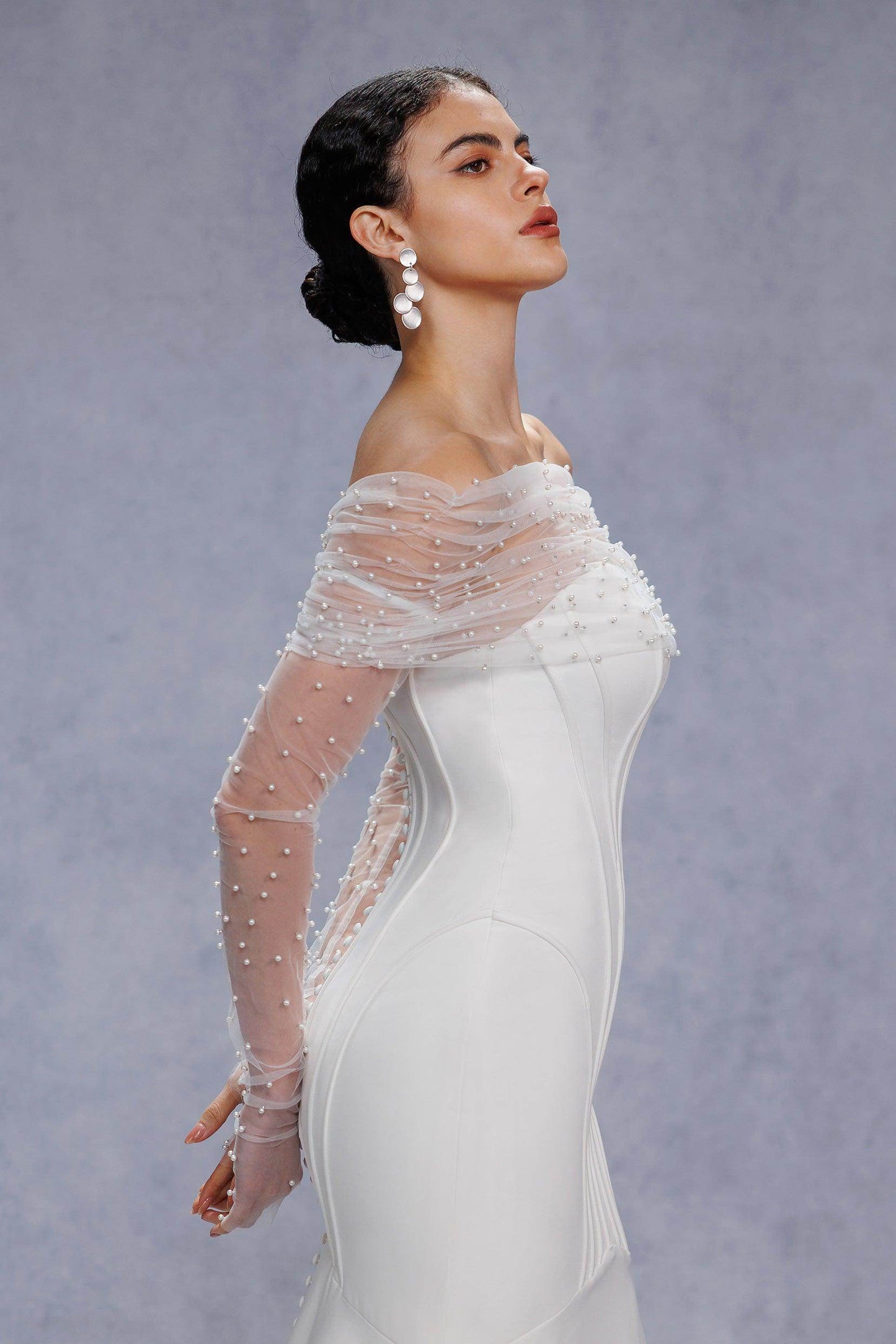 Trumpet-Mermaid Court Train Stretch Satin Wedding Dress CW3332 - COCOMELODY