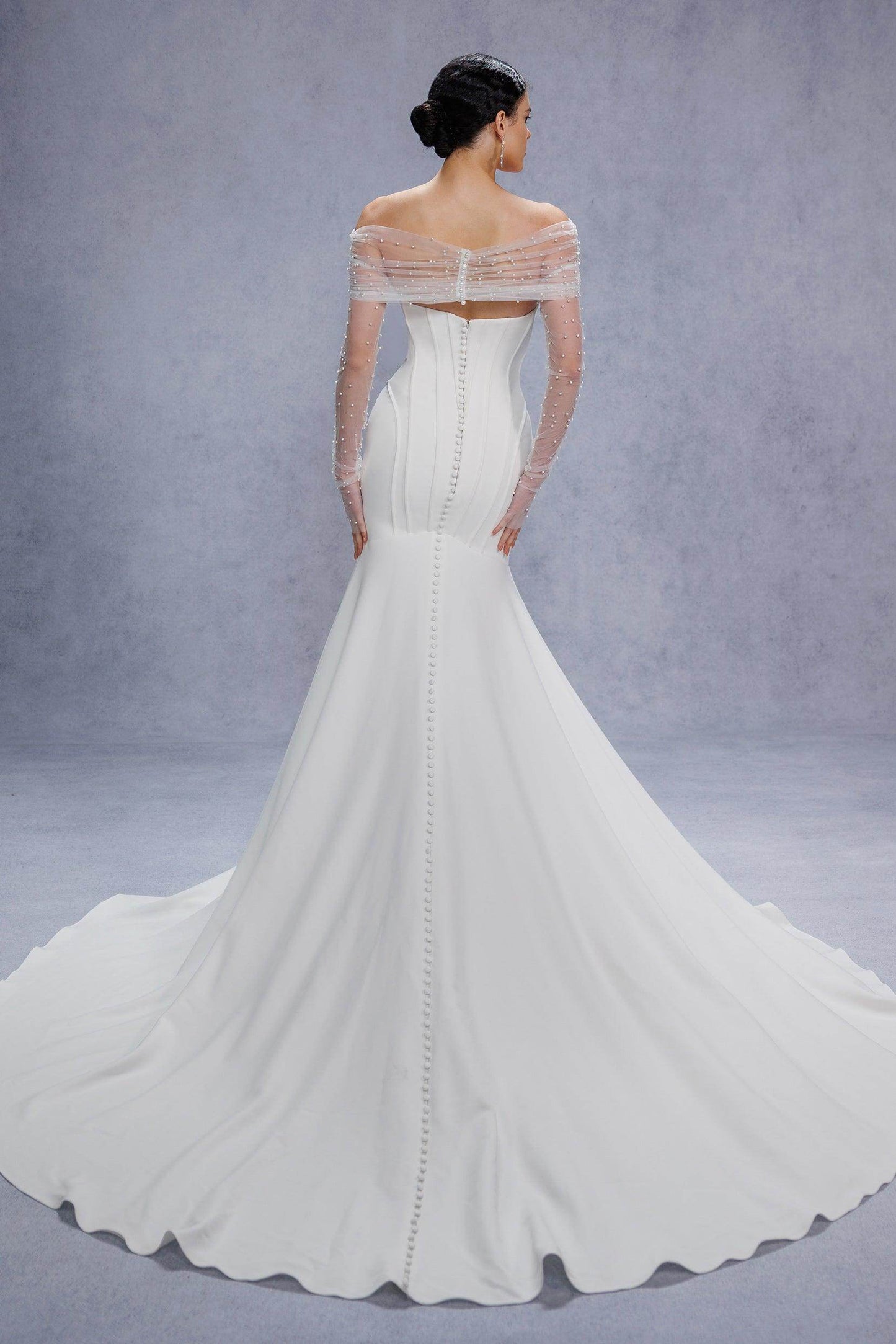 Trumpet-Mermaid Court Train Stretch Satin Wedding Dress CW3332 - COCOMELODY