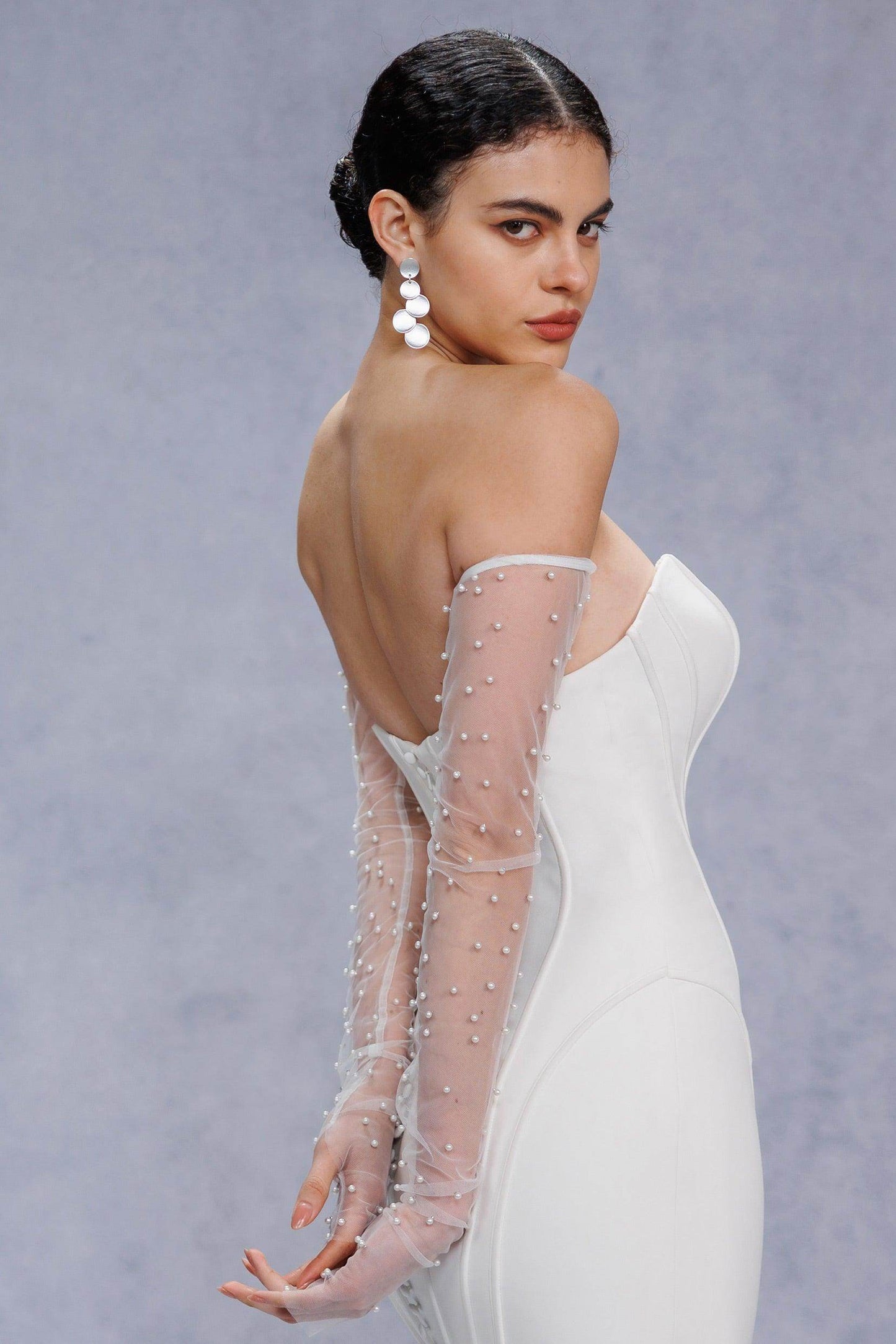 Trumpet-Mermaid Court Train Stretch Satin Wedding Dress CW3332 - COCOMELODY