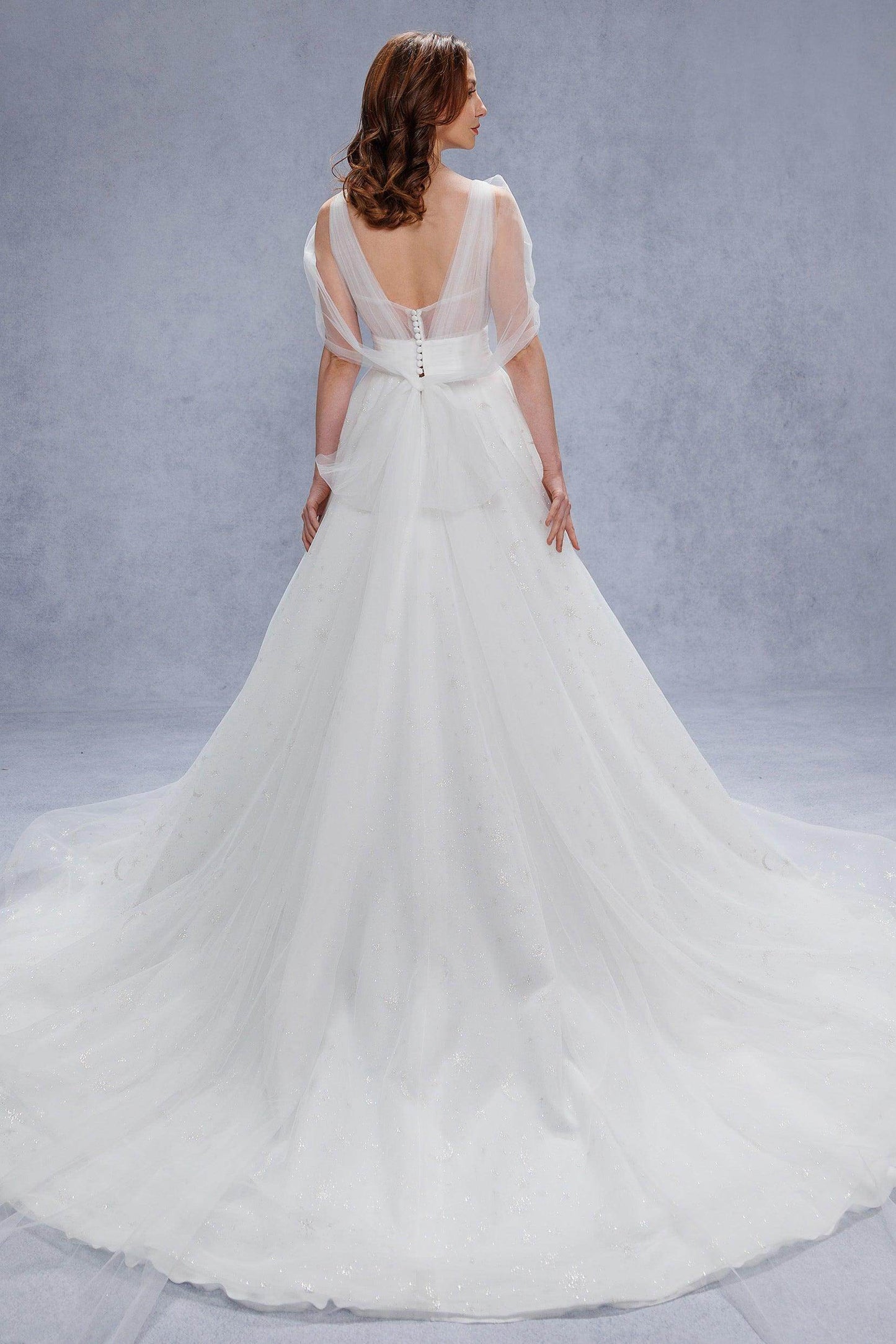 A-Line Court Train Glitter Wedding Dress CW3333 - COCOMELODY