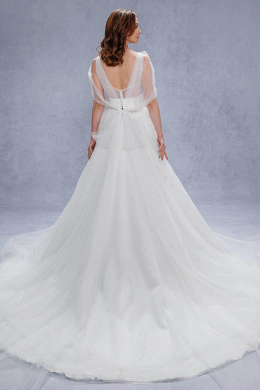A-Line Court Train Glitter Wedding Dress CW3333 - COCOMELODY