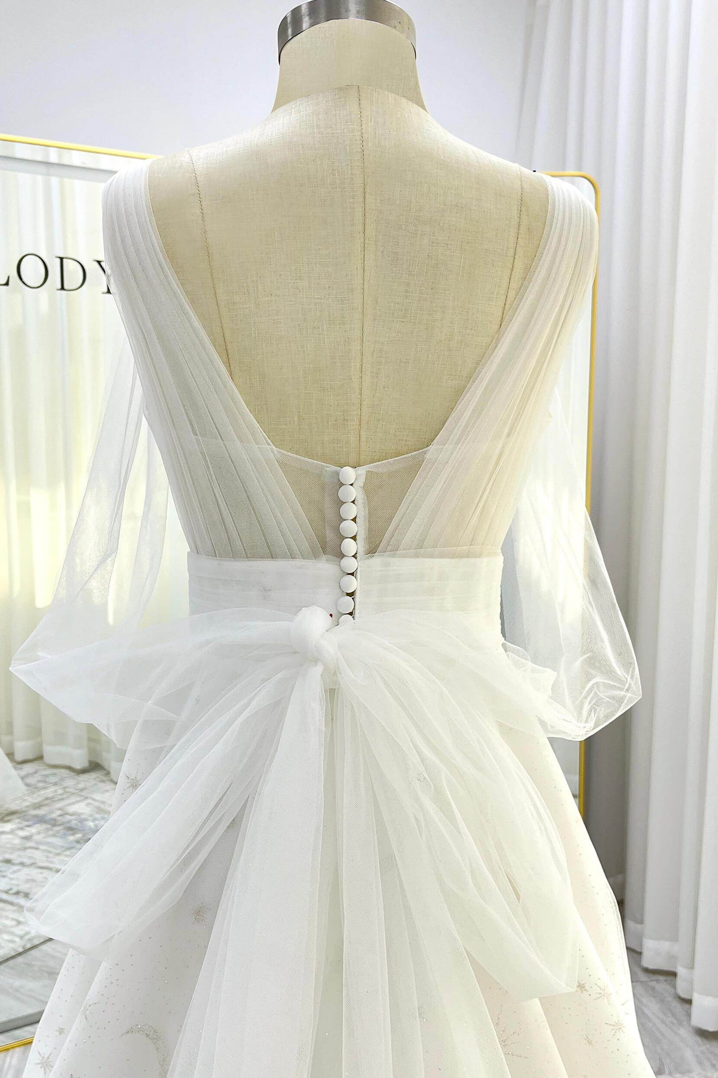 A-Line Court Train Glitter Wedding Dress CW3333 - COCOMELODY
