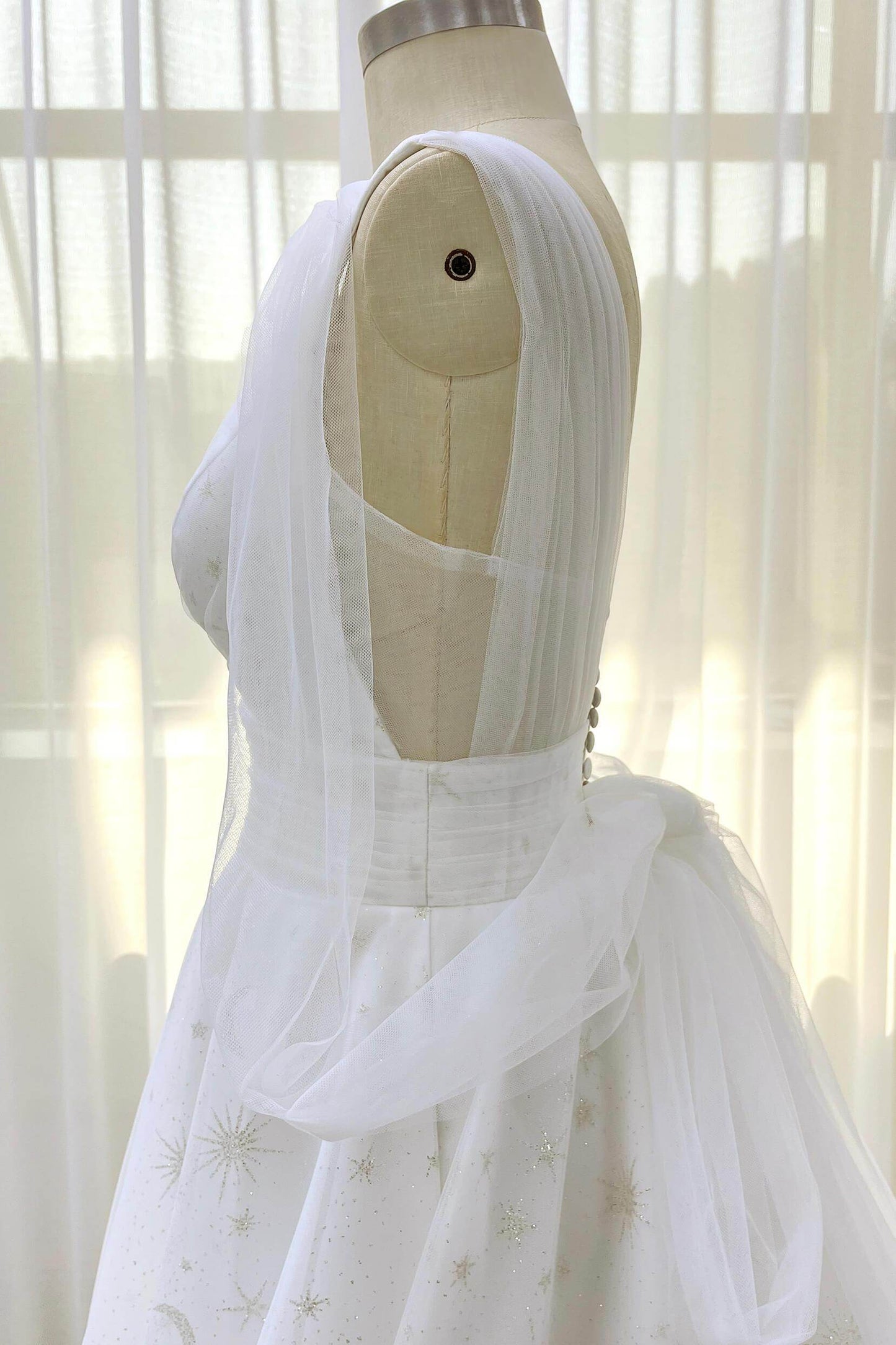 A-Line Court Train Glitter Wedding Dress CW3333 - COCOMELODY