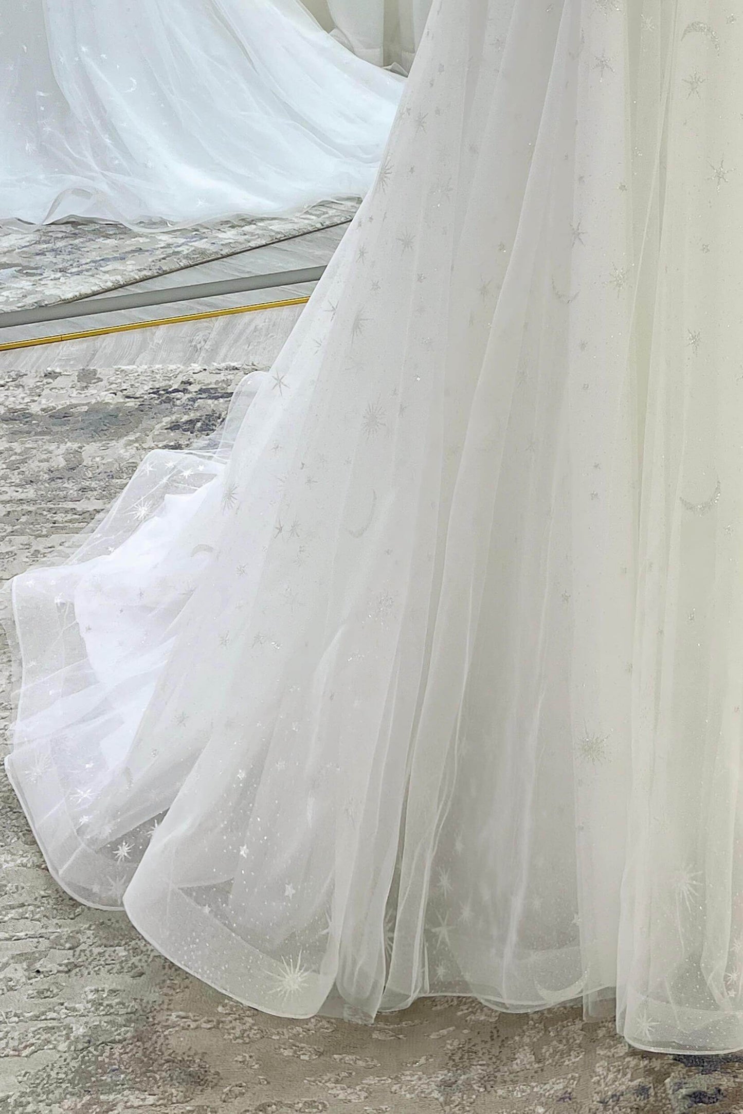 A-Line Court Train Glitter Wedding Dress CW3333 - COCOMELODY