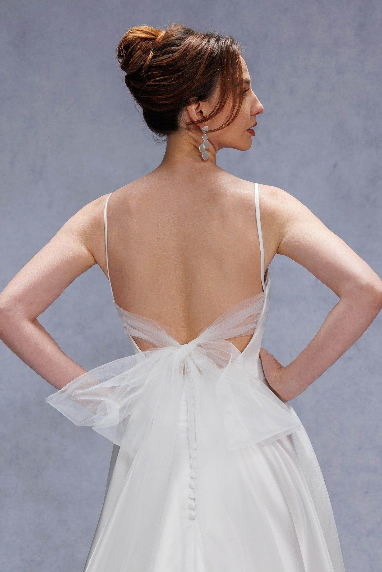 A-Line Court Train Satin Tulle Wedding Dress CW3336 - COCOMELODY