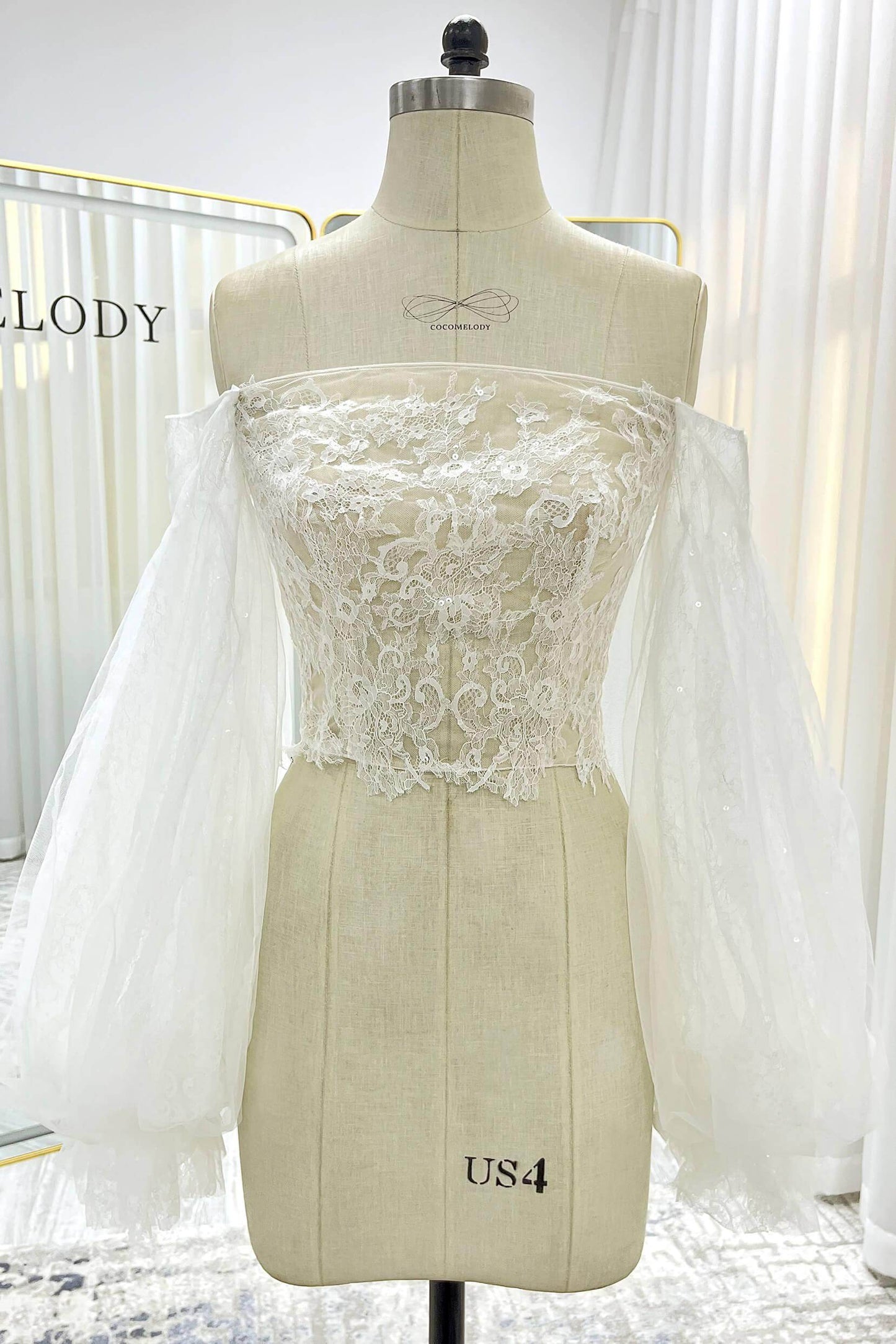 A-Line Court Train Lace Tulle Wedding Dress CW3337 - COCOMELODY