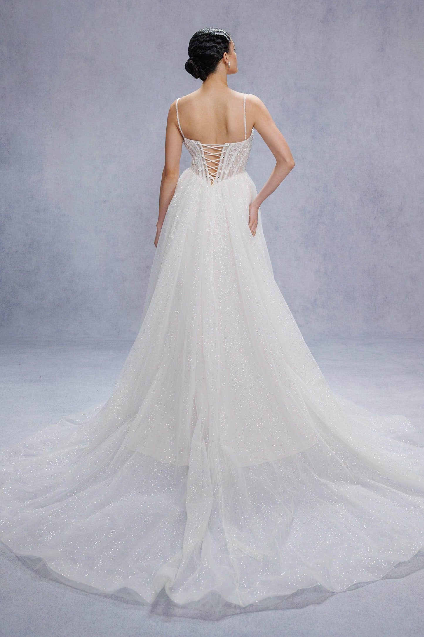 A-Line Court Train Sparkle Tulle Wedding Dress CW3338 - COCOMELODY