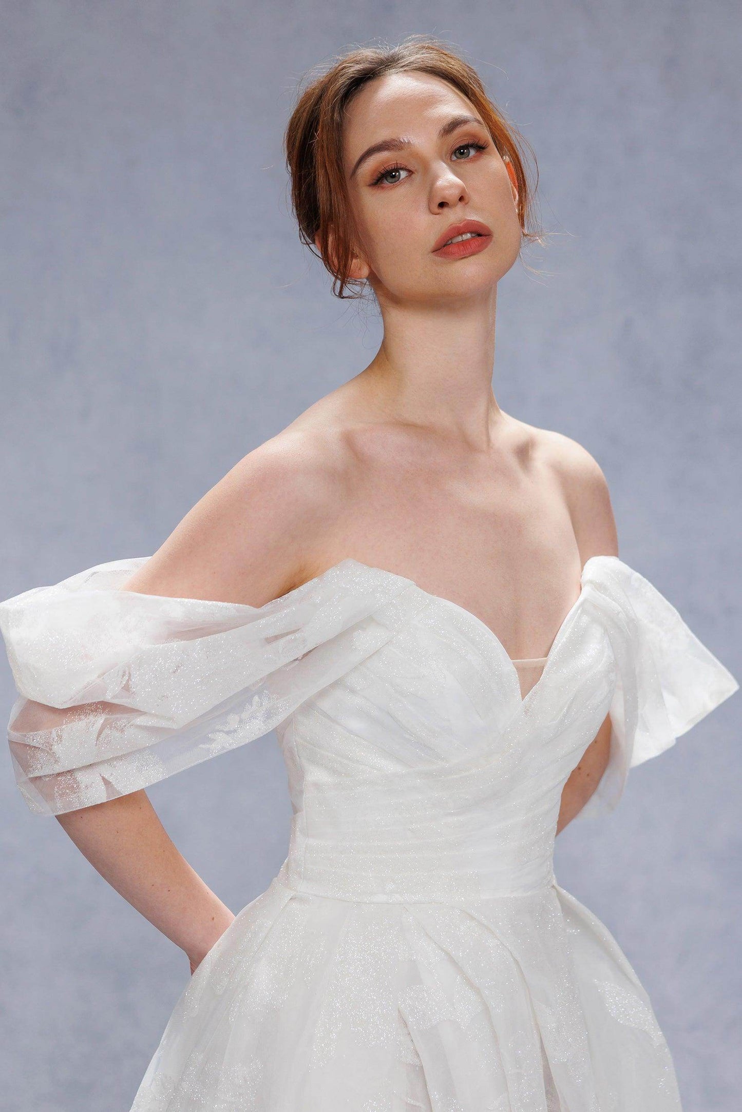 A-Line Court Train Glitter Wedding Dress CW3340 - COCOMELODY