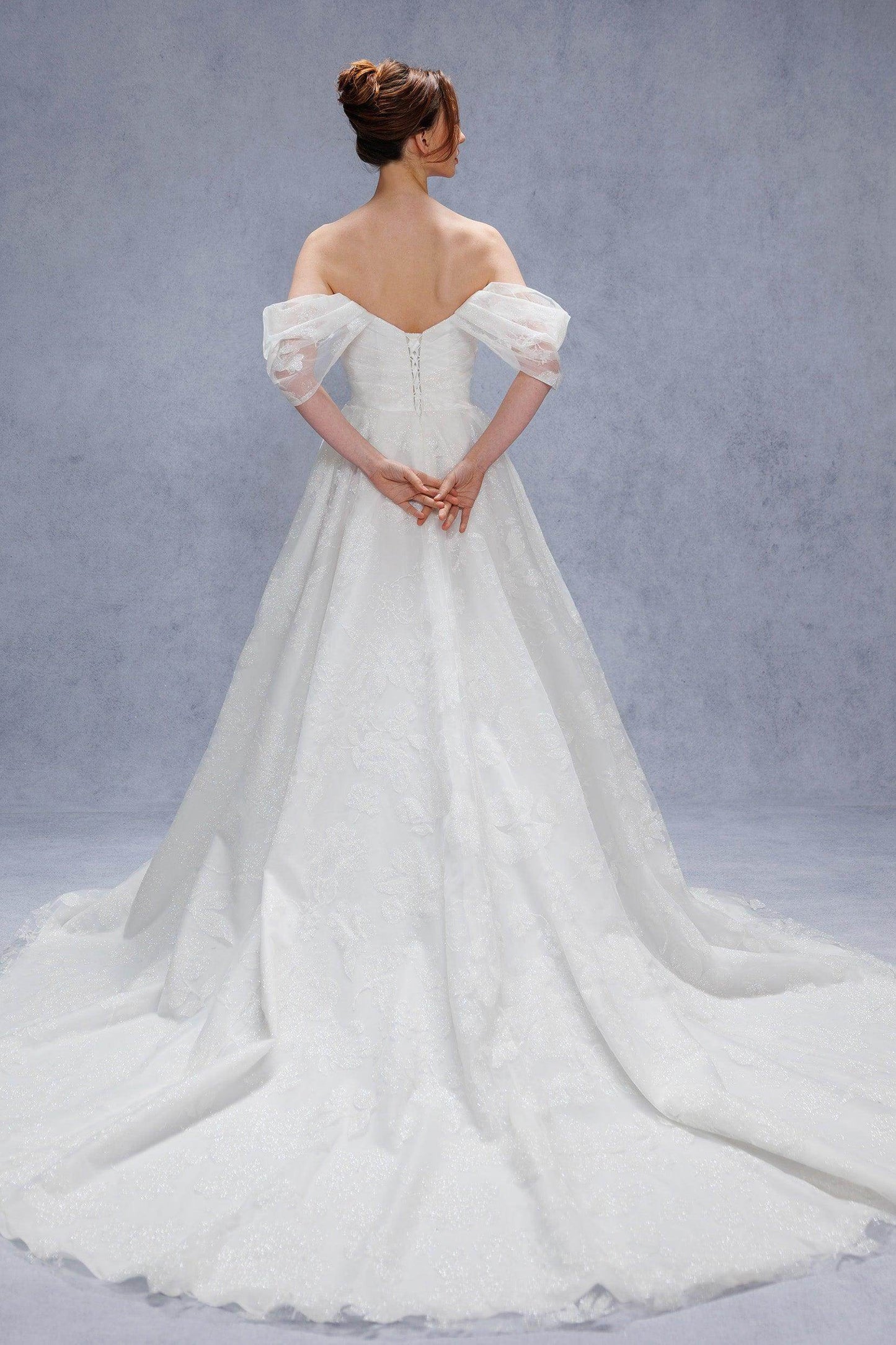 A-Line Court Train Glitter Wedding Dress CW3340 - COCOMELODY