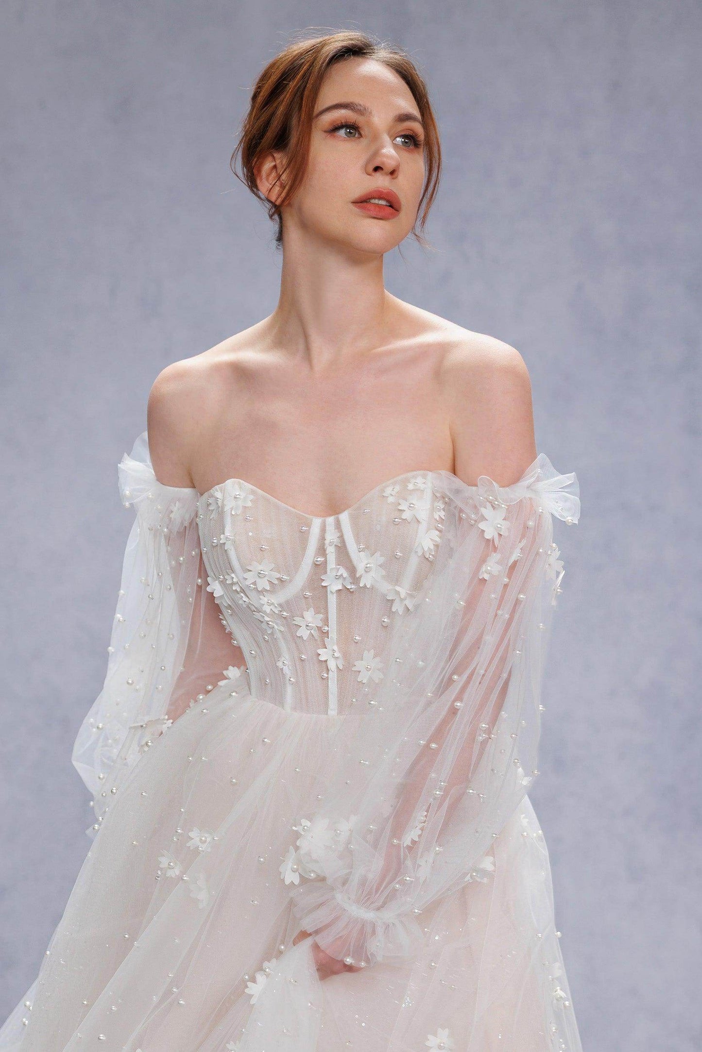 A-Line Court Train Tulle Wedding Dress CW3341 - COCOMELODY