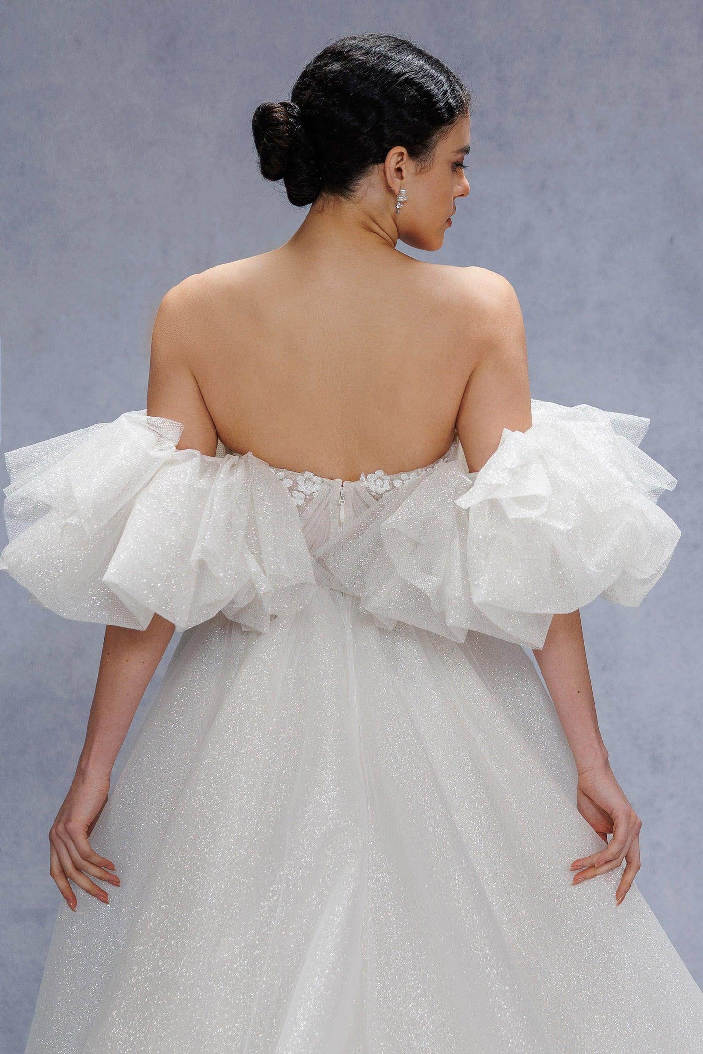 A-Line Court Train Glitter Wedding Dress CW3342 - COCOMELODY